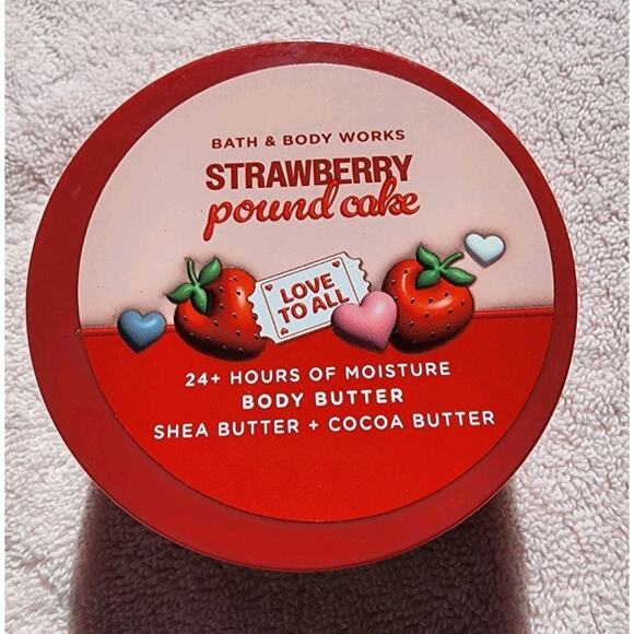 NEW Bath & Body Works STRAWBERRY POUND CAKE Whipped Shea & Cocoa Butter 6.5 oz - Picture 1 of 7